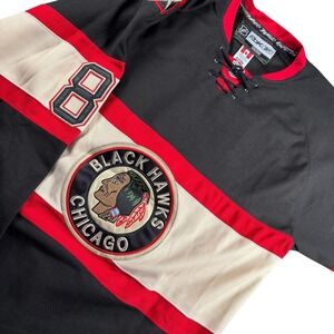 VTG Reebok CCM Chicago Blackhawks Patrick Kane 88 Authentic Jersey Size 56 Black